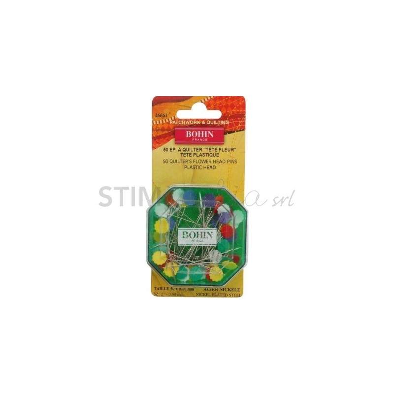Bohin, Spilli con Testa a Fiore per Patchwork e Quilting, colori assortiti da 0,65 mm - 50pz Bohin - 1