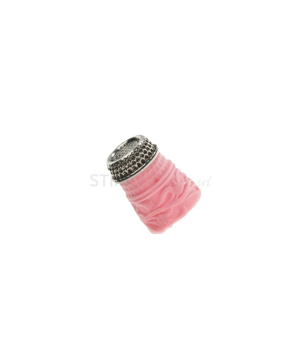 Ditale per Quilting in Silicone e Testa Piatta in Ottone Nickelato - Rosa misura S - Bohin Bohin - 1