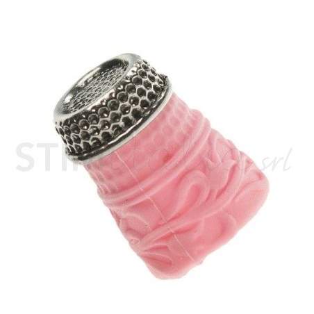 Ditale per Quilting in Silicone e Testa Piatta in Ottone Nickelato - Rosa misura S - Bohin Bohin - 1