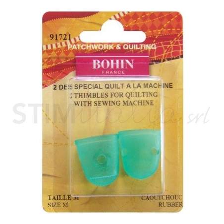 Ditale per Quilting a Macchina in Silicone - 2x Verde misura M Bohin - 1