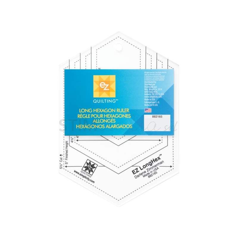 Ez Quilting Long Hexagon Ruler, Squadra Patchwork per Esagoni, in pollici EZ Quilting - 1 Ez Quilting Long Hexagon Ruler, Squadra Patchwork per Esagoni, in pollici EZ Quilting - 1