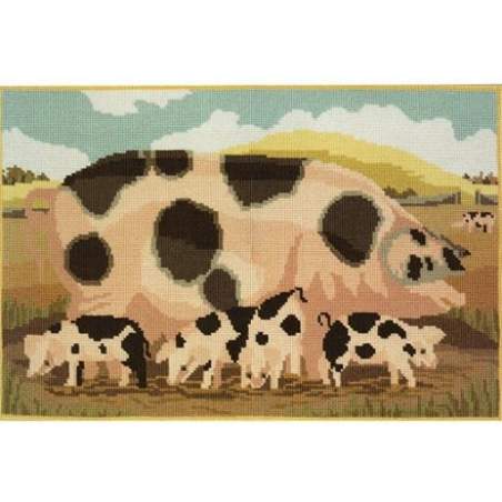 Elizabeth Bradley, Beasts of the Field, GLOUCESTER OLD SPOT SOW WITH HER PIGLETS - 20x13 pollici Elizabeth Bradley - 1